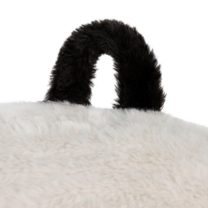  Coussin de dossier en fausse fourrure, Noir/crème