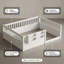 Lit double pour enfants avec bibliothèque et clôture de sécurité - Structure en bois à profil bas, blanc-2126919845