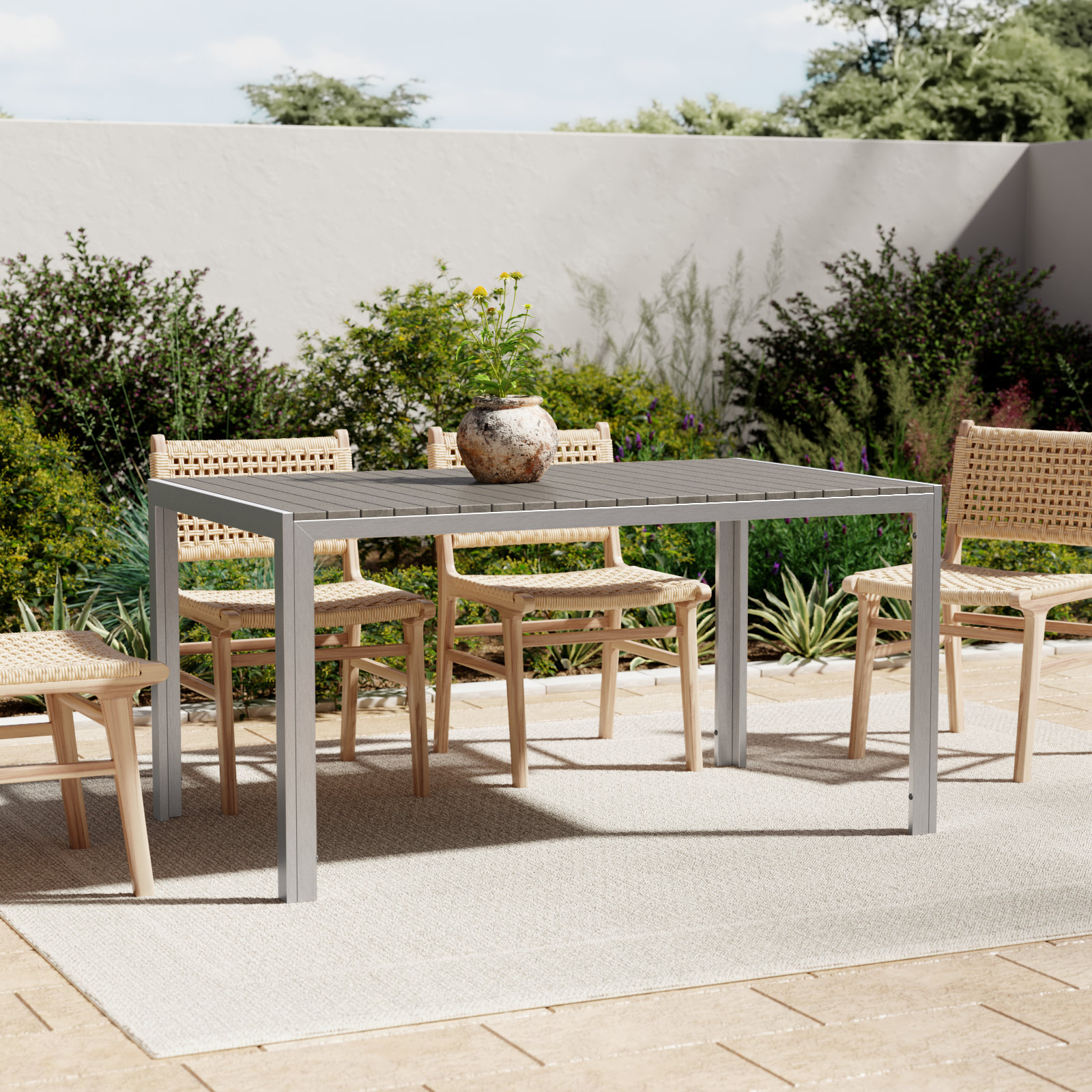 Stillwater 59" Patio Dining Table, Gray, Gray