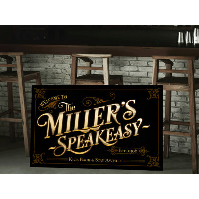 «Speakeasy», nom de famille personnalisé sur toile