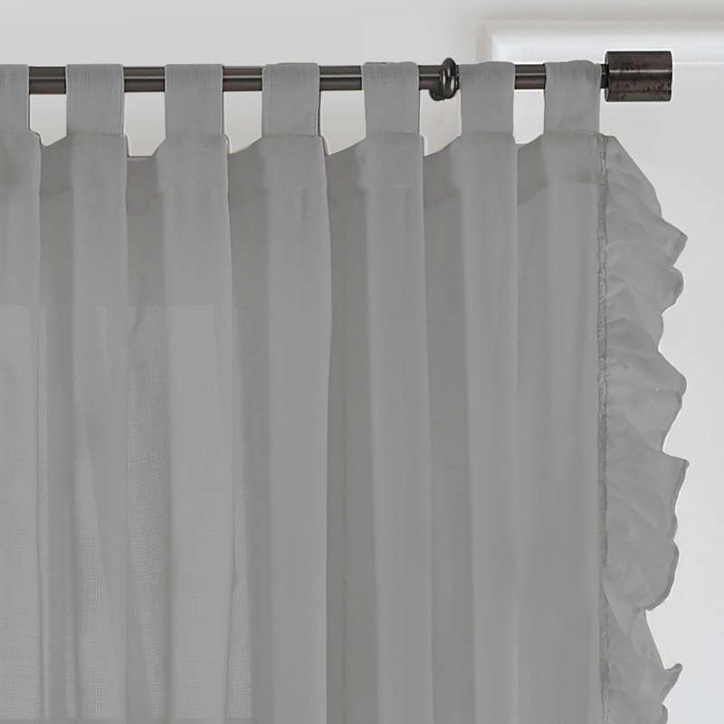 Panneau de rideau simple semi-transparent à passants 100% coton Guyette, Anthracite, 52 po x 84 po