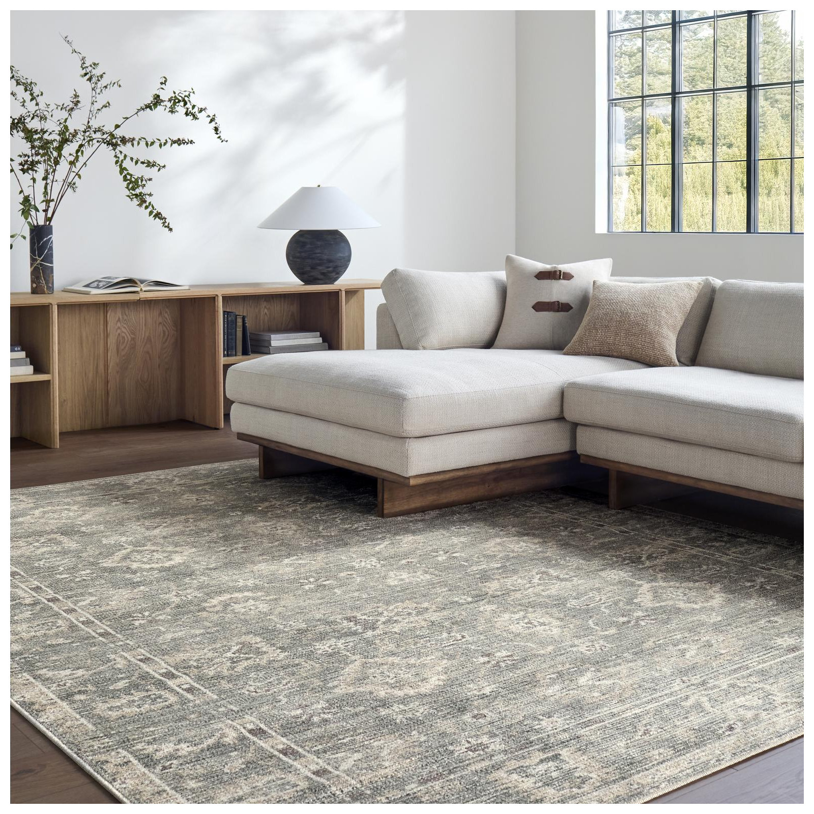Galey Alix x Livabliss Collins Avenue I Indoor Machine Woven Area Rug, Rectangle 9'11" x 14', Gray