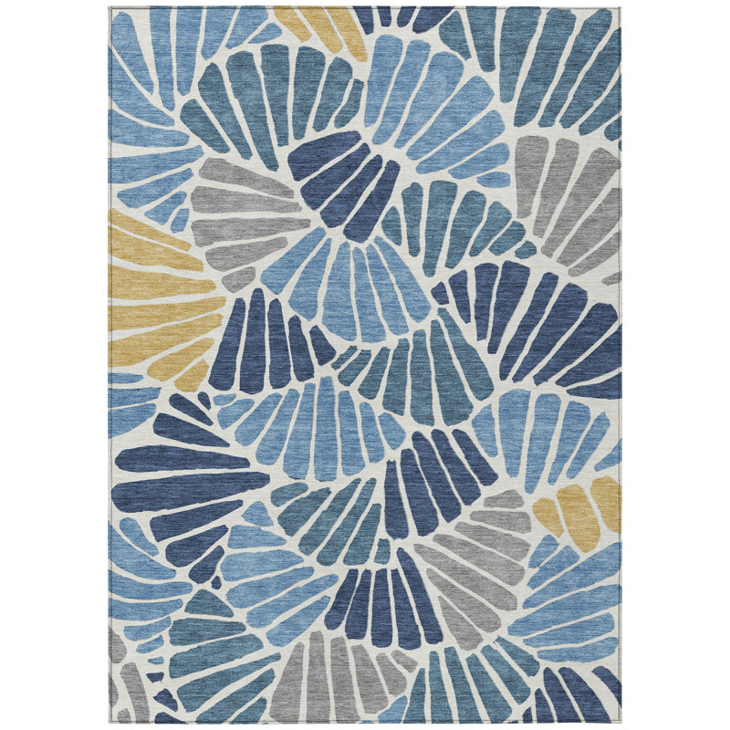 Machine Washable Indoor/Outdoor Chantille ACN2384 Floral Rug, Rectangle 3' x 5'