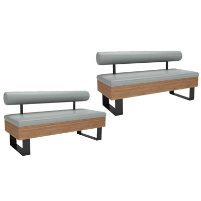 Blue Faux Leather Double Bench Set Of 2 Faux Leather Upholstered Bench