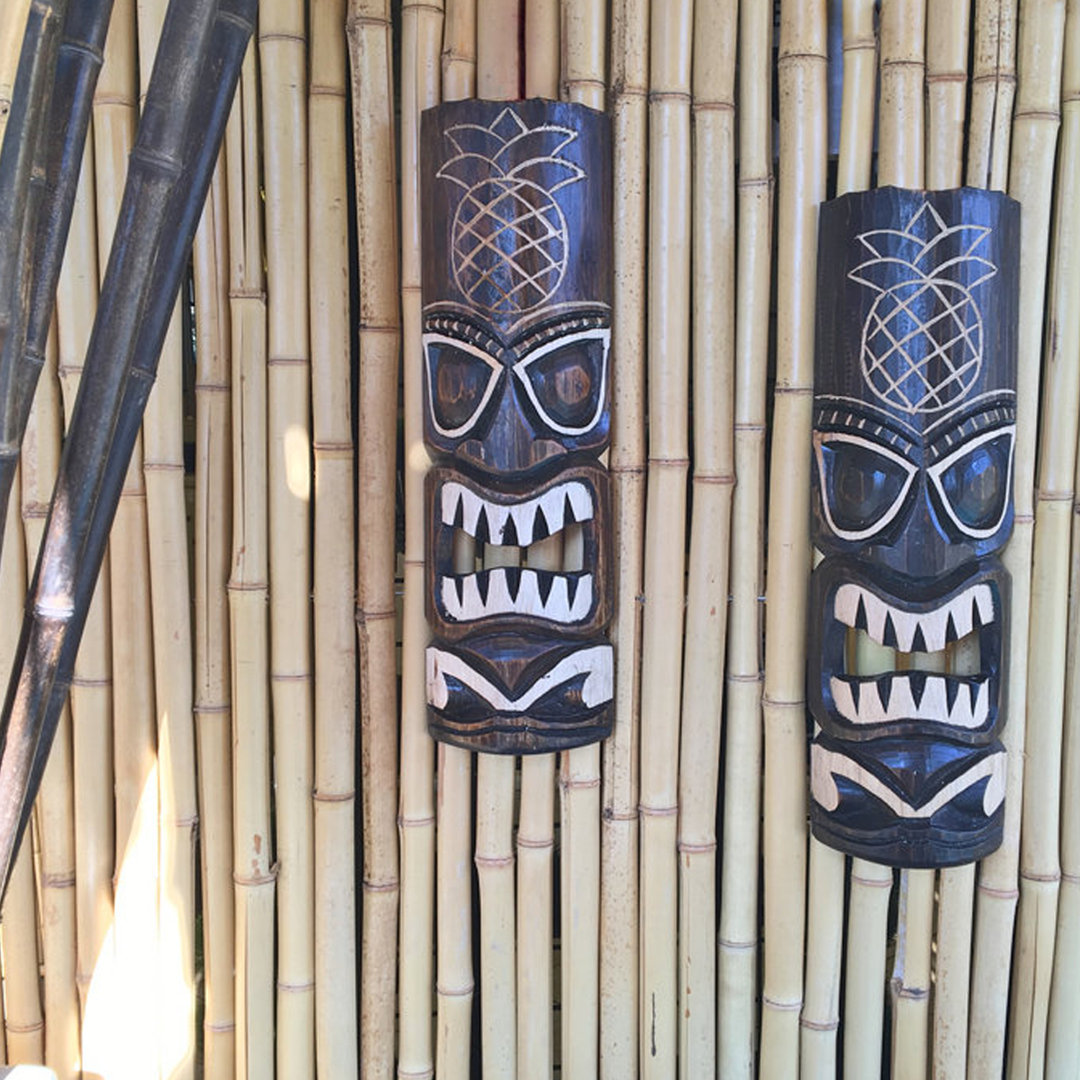 20" H Tiki Mask Hawaiian Pineapple Tropical Wood Wall Décor Backyard X-Scapes
