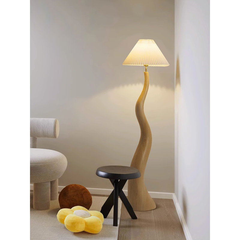 Simple Fabric and Resin Artistic Floor Lamp, Beige