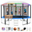 Trampoline de cour arrière de 12 pi Fiziti avec enceinte de sécurité, panier de basketball, gicleur d'extérieur