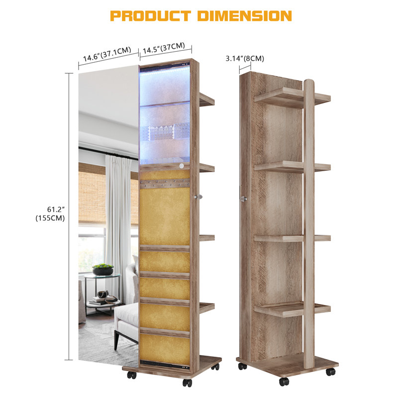 Armoire pour bijoux à DEL Kametria, Brun