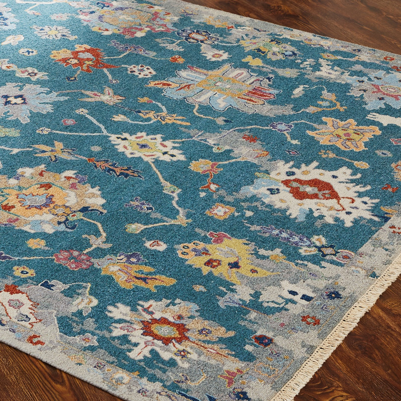 Zahara Hand Knotted Wool Area Rug, Rectangle 9' x 12'