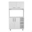 Armoire de cuisine à deux portes, quatre pieds, trois tablettes, blanc