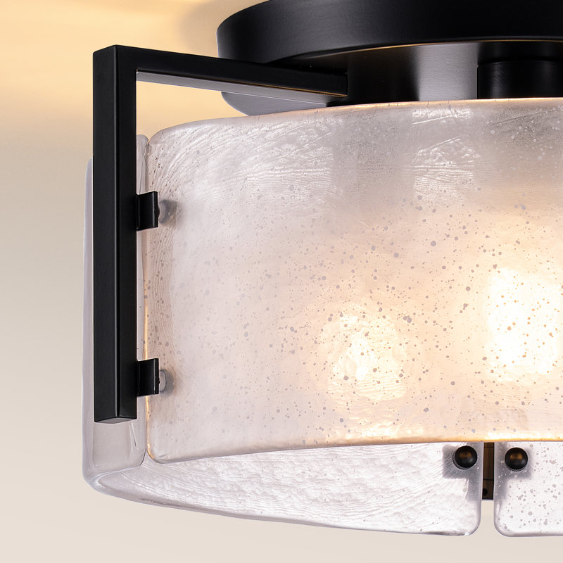 Plafonnier encastré en verre blanc opale 15,75 "fait à la main