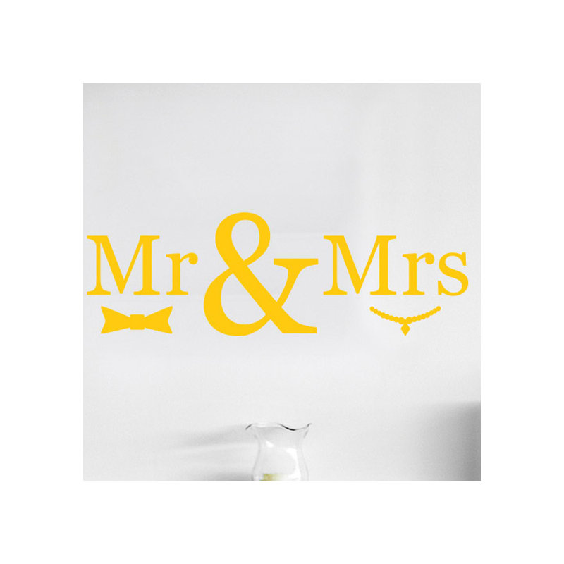 Mr Mrs Wall Sticker, Large, Dark Yellow