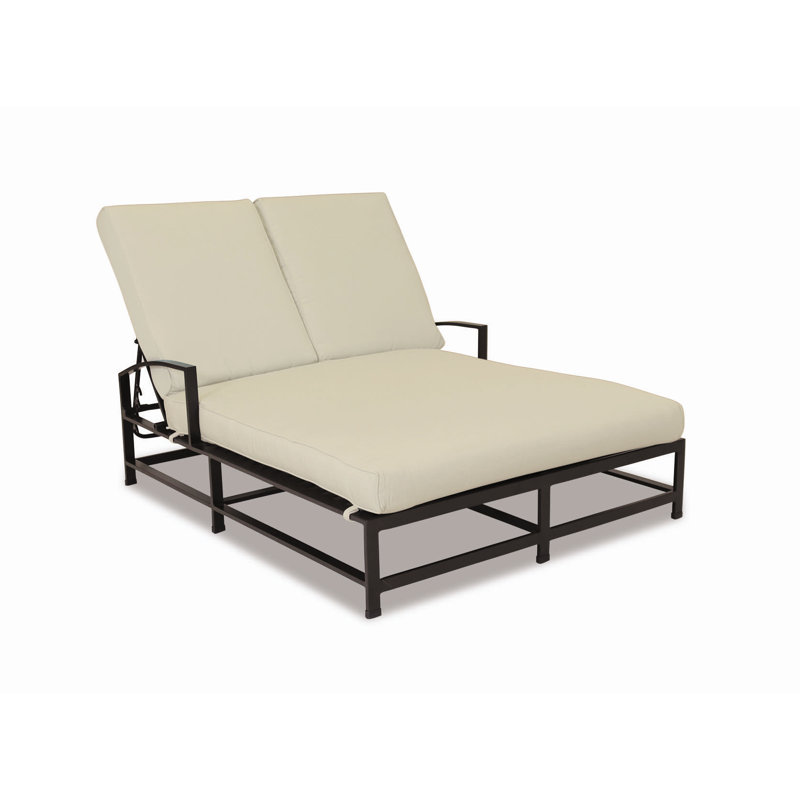 La Jolla Double Chaise Lounge with Cushion, Canvas Flax Sunbrella®