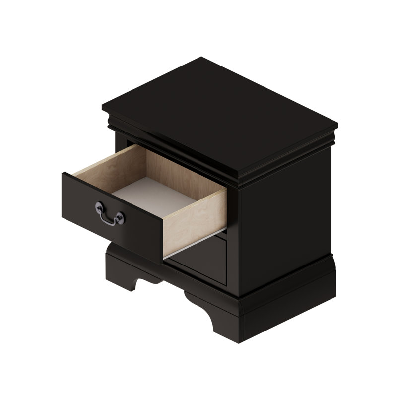 Table de chevet classique en bois 22 po x 16 po x 22,7 po, Noir