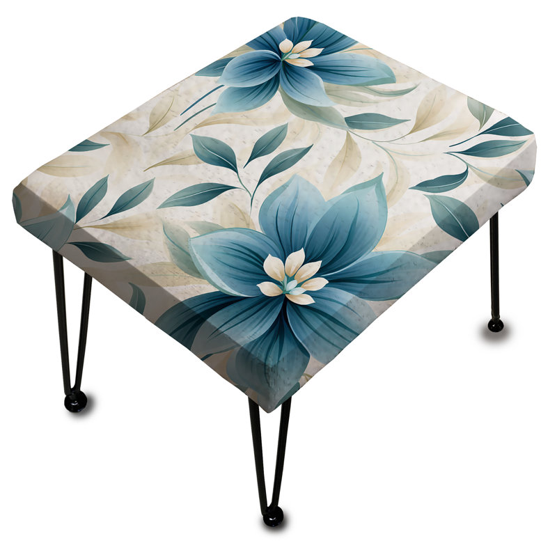 Tranquil Patterns - Floral Rectangle Ottoman