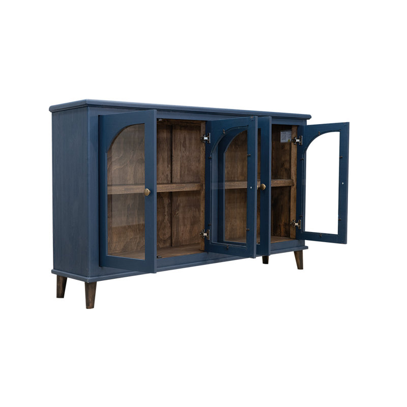Buffet en bois massif de 70,75 po de largeur, Bleu