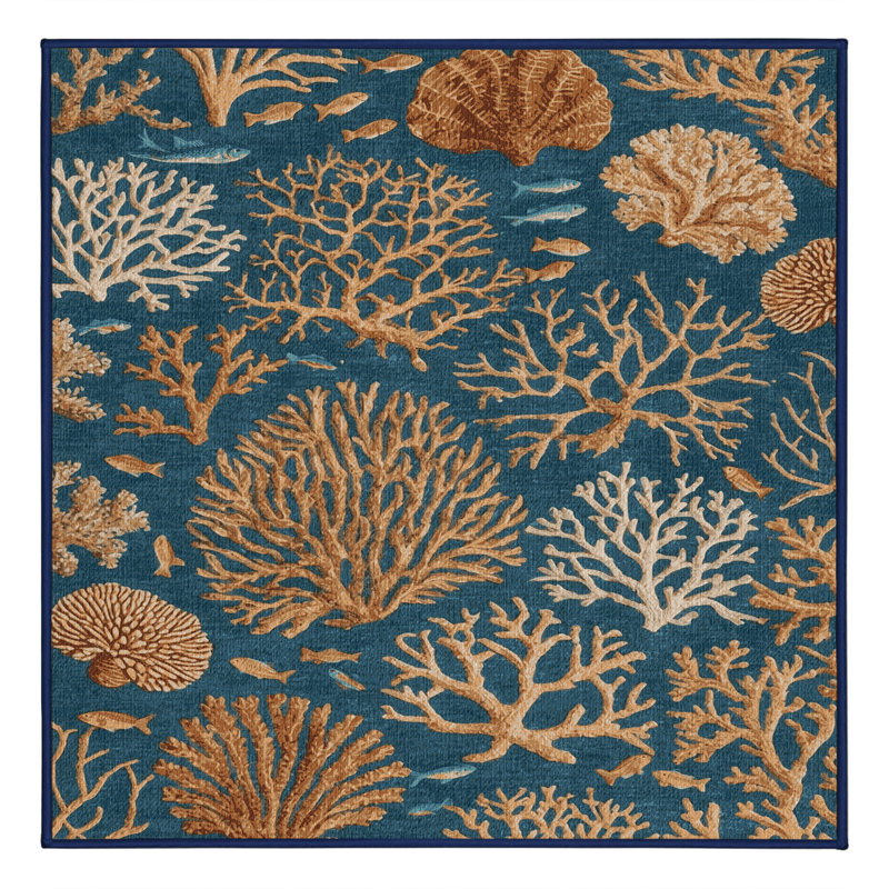  Tapis hawaïen lavable Coral Reefs, Carré 6 pi