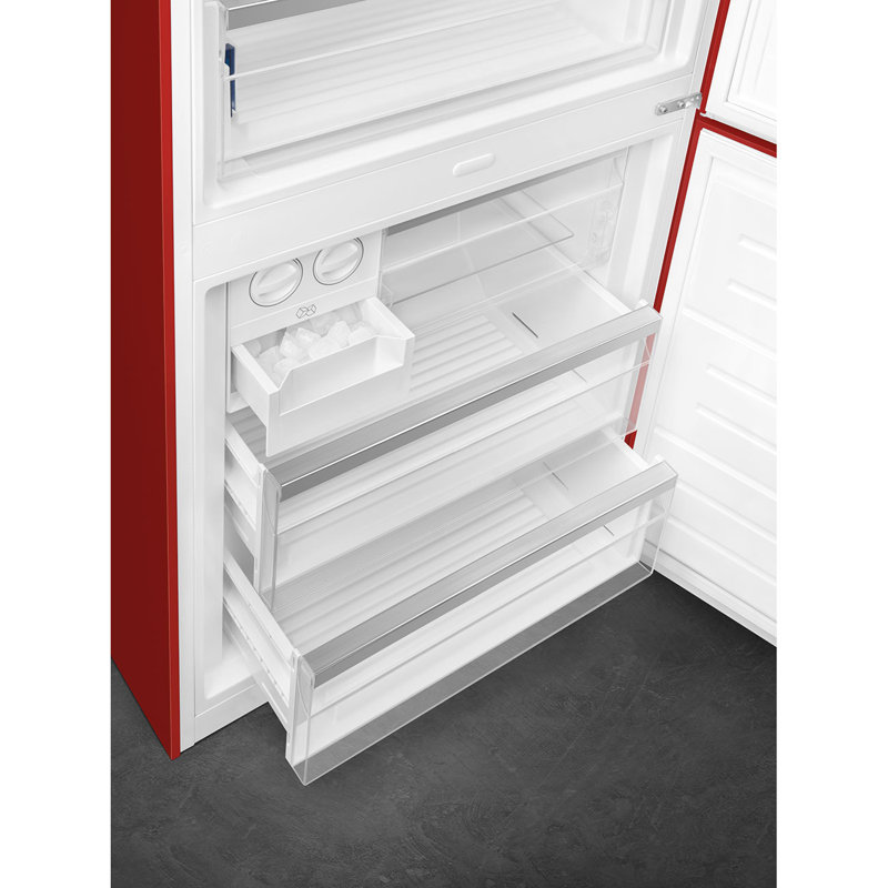SMEG Réfrigérateur à congélateur inférieur 27,7 po Portofino, Gaucher, Rouge