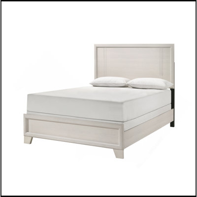 Mobilier de chambre à coucher contemporain en bois à panneau double 1pc contemporain blanc / beige