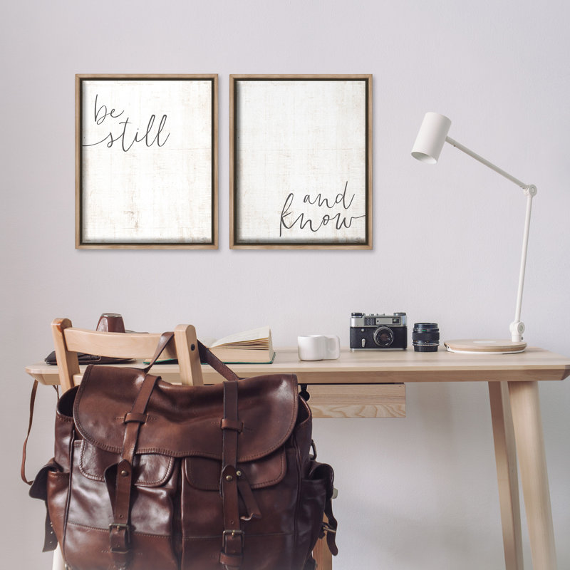 Ensemble de 2 toiles flottantes encadrées "Be Still & Know" par LUX + Me Designs, Brun, H 21 po x l 17 po