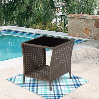 Square Glass Outdoor Side Table , 18 " W 18 " D