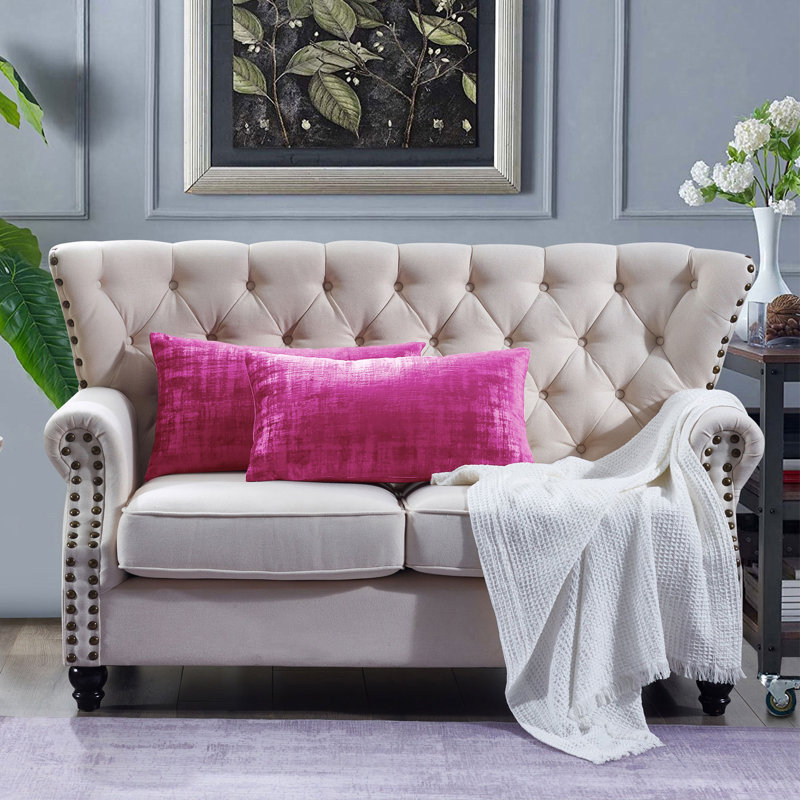 Raspberry Rose Textured Velvet Rectangular Pillow Covers