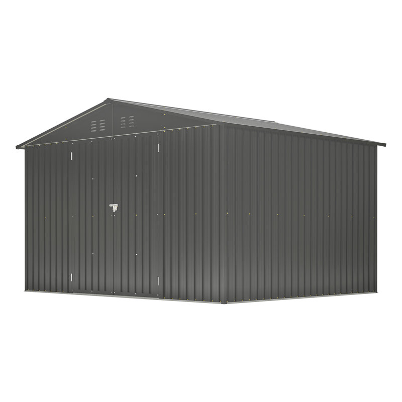 10X8 FT Outdoor Storage Shed, Black, 75.2" H x 118.11" W x 99.21" D