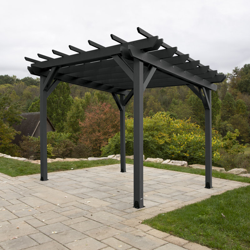 Bodhi Plastic Pergola, Black, 12 ft. W x 12 ft. D