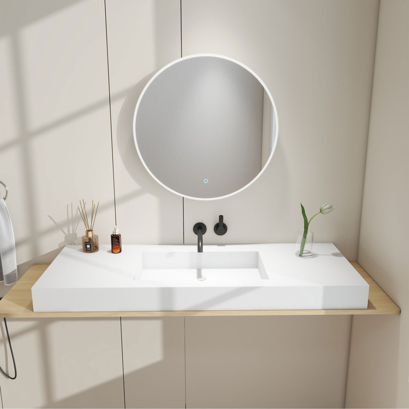 Lavabo de salle de bain rectangulaire à surface solide blanc mat 18,9 "pour hôtel, restaurant FRALIMK