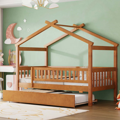 Lit en bois avec lit gigogne simple