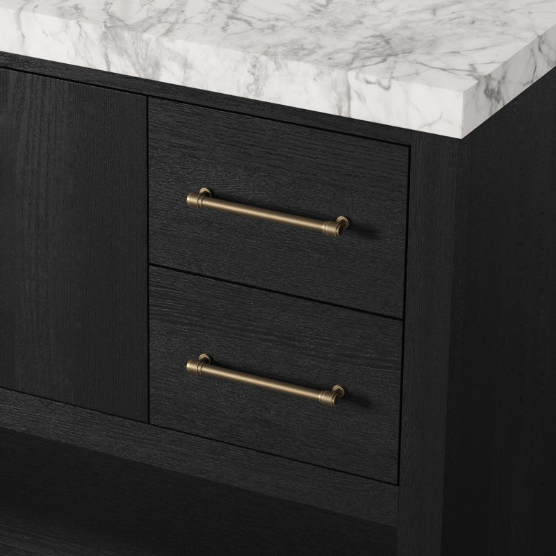 Anthem Single Wide Vanity-Carrara Marble, Black