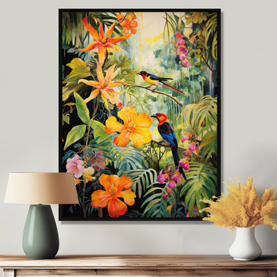 Colorful Birds In Flowery Tropical Jungle - Bird Wall Art Decor