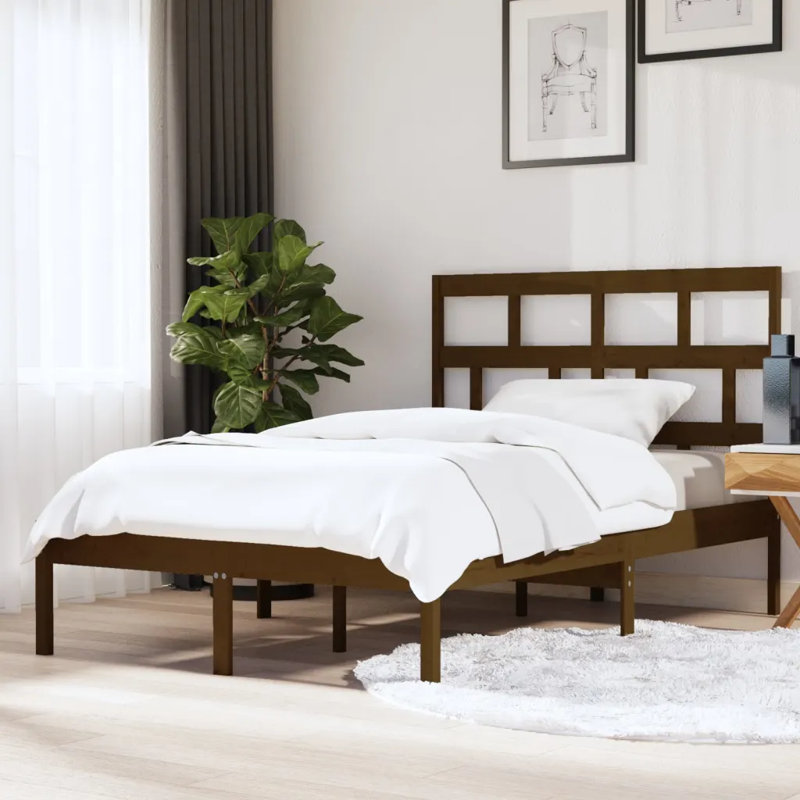 Bed Frame Solid Wood, white, Kingsize (5')