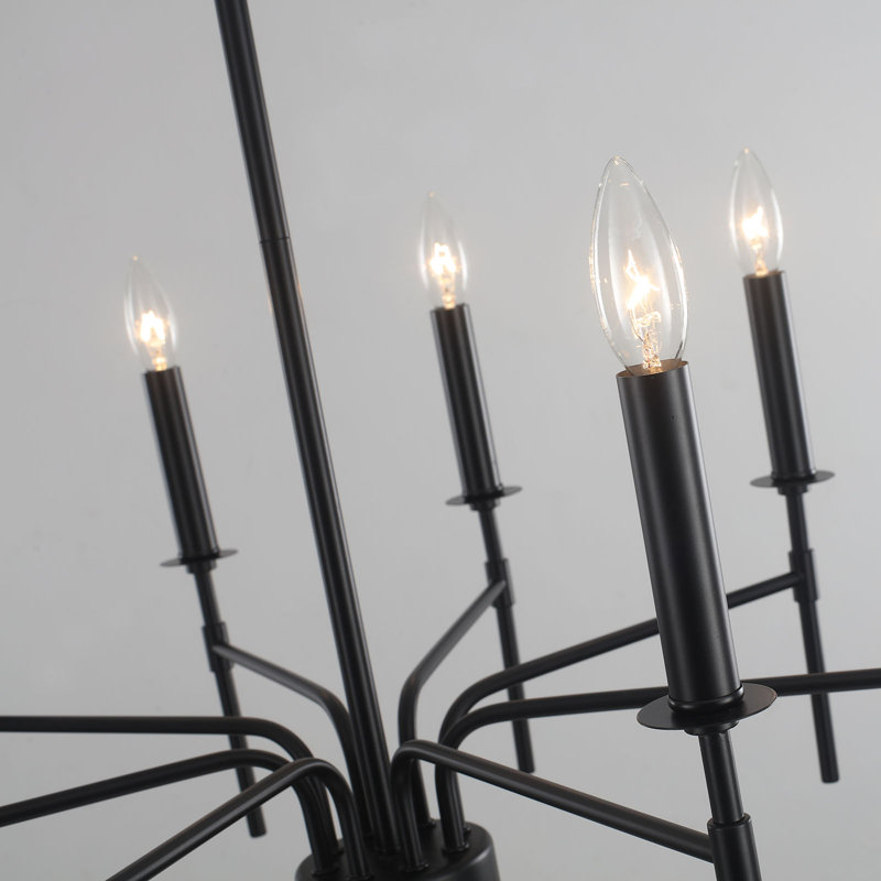 Lustre industriel moderne noir 8 lumières