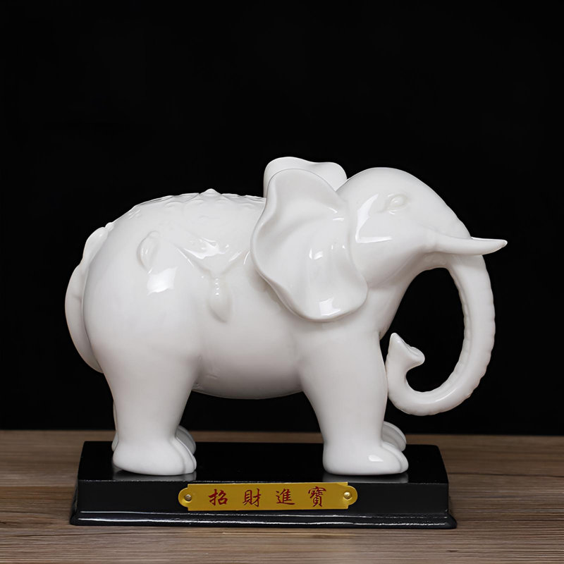 Figurine d'éléphant en céramique - Symbole de richesse et de bonne chance