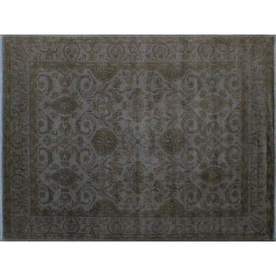 Tapis gris en laine noué à la main Sasithorn