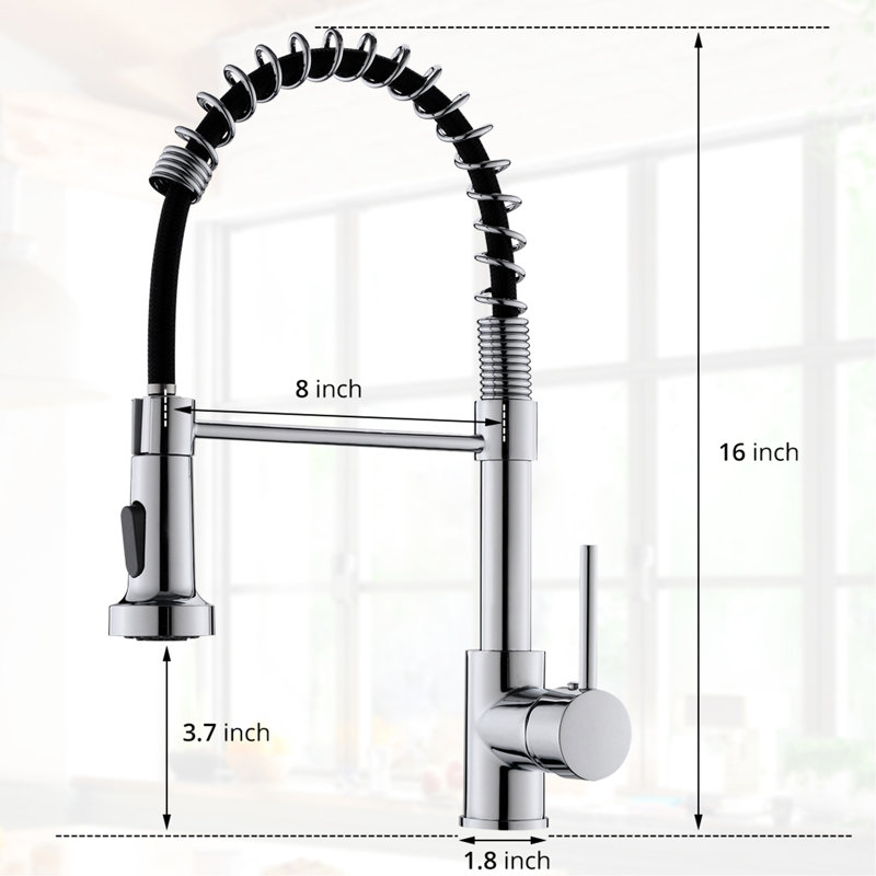 Contemporary Single Handle Lever Kitchen Faucet With Pull Down , , Spring - Down, Multifunctional, Easy Installation Commercial Hole Sink Finish, To Operate, Multifunctional Water Outlet