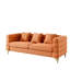 Canapé modulaire 3 places en tissu orange, 81 pouces pour le bureau, design moderne épuré et pieds à structure douce