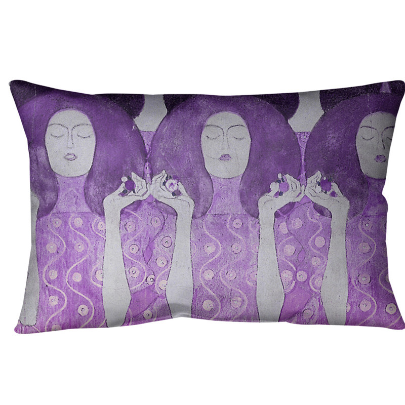 Coussin lombaire de mariés anges, Mauve, Sergé de coton