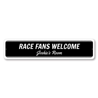 Welcome Race Fans Metal Sign