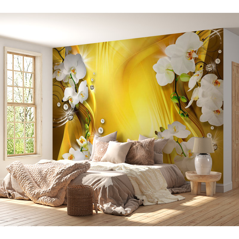 Murale Peel & Stick Glam - orchidée en or, L 154 po x L 110 po