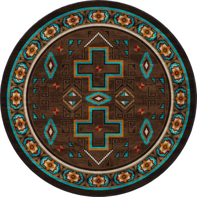 Tapis brun / turquoise Southwestern