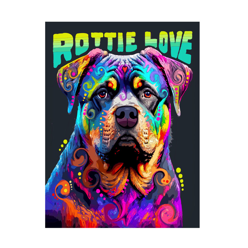 Art sur toile, Bachelor Dean Russo Rottie, H 32 po x l 24 po