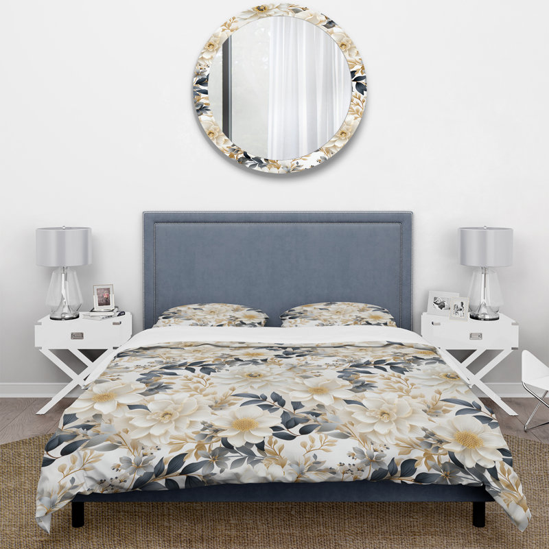 Ensemble de housse de couette Ethereal Blooms I, Housse de couette pour très grand lit et 2 très