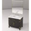 Meuble-lavabo simple en chêne noir 36 po X P 22 po, comptoir en marbre, robinet et miroir de salle de bain 34 po