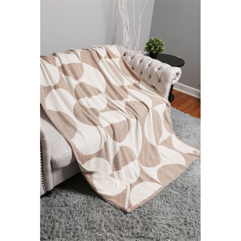 Jeté de luxe à motif de cercles superposés - Beige