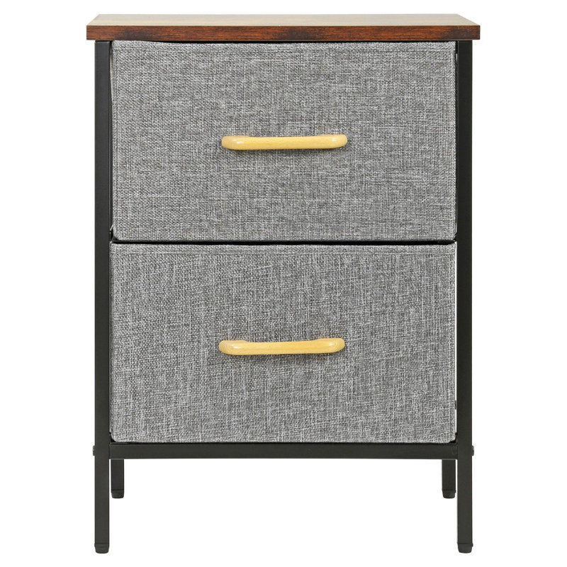 40cm W Metal Bedside Table, Yellow/Brown/Grey