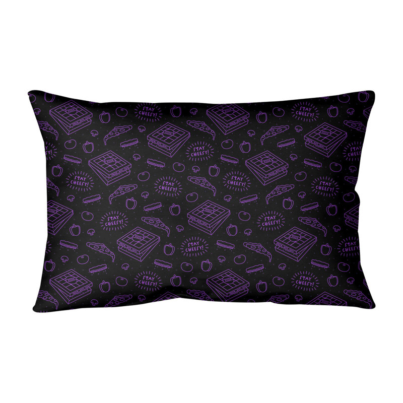 Housse de coussin carrée à pizza katelyn elizabeth, 14 po x 14 po, Noir / mauve, Pas de bourre