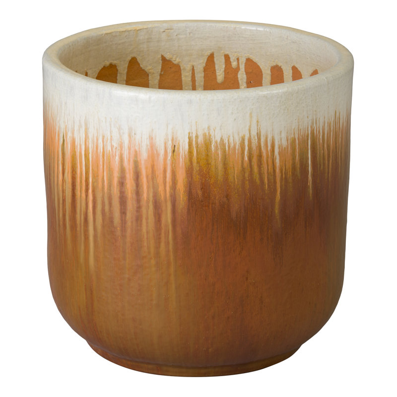 BARREL PLANTER, AMBER, 20" H x 20" W x 20" D