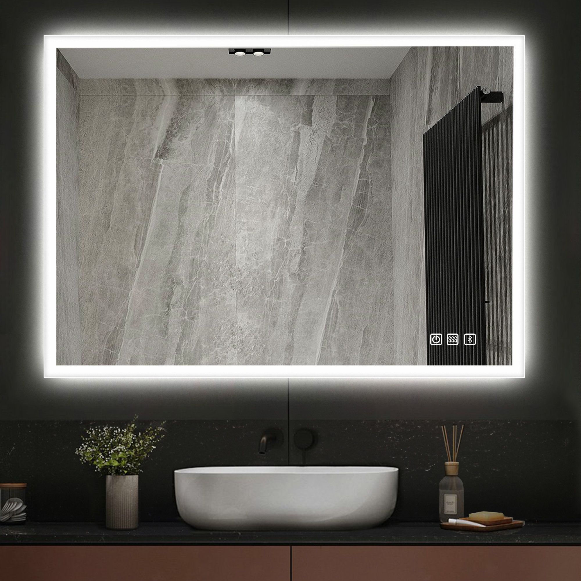 Latitude Run® LED Bathroom Mirror with Silver Frame, Shatterproof,  Bluetooth, Dimmable-3 Color Temperatures, Anti fog & Reviews